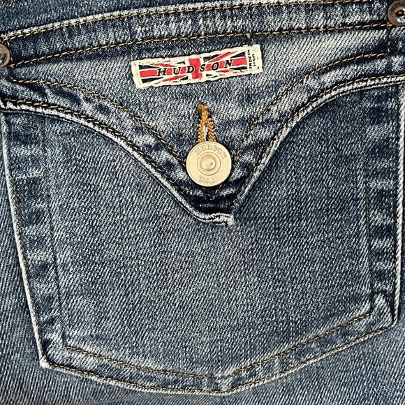 Hudson Mid-Rise Bootcut Stretch Jeans Medium Blue Wash size 29 Made in USA - Picture 10 of 16